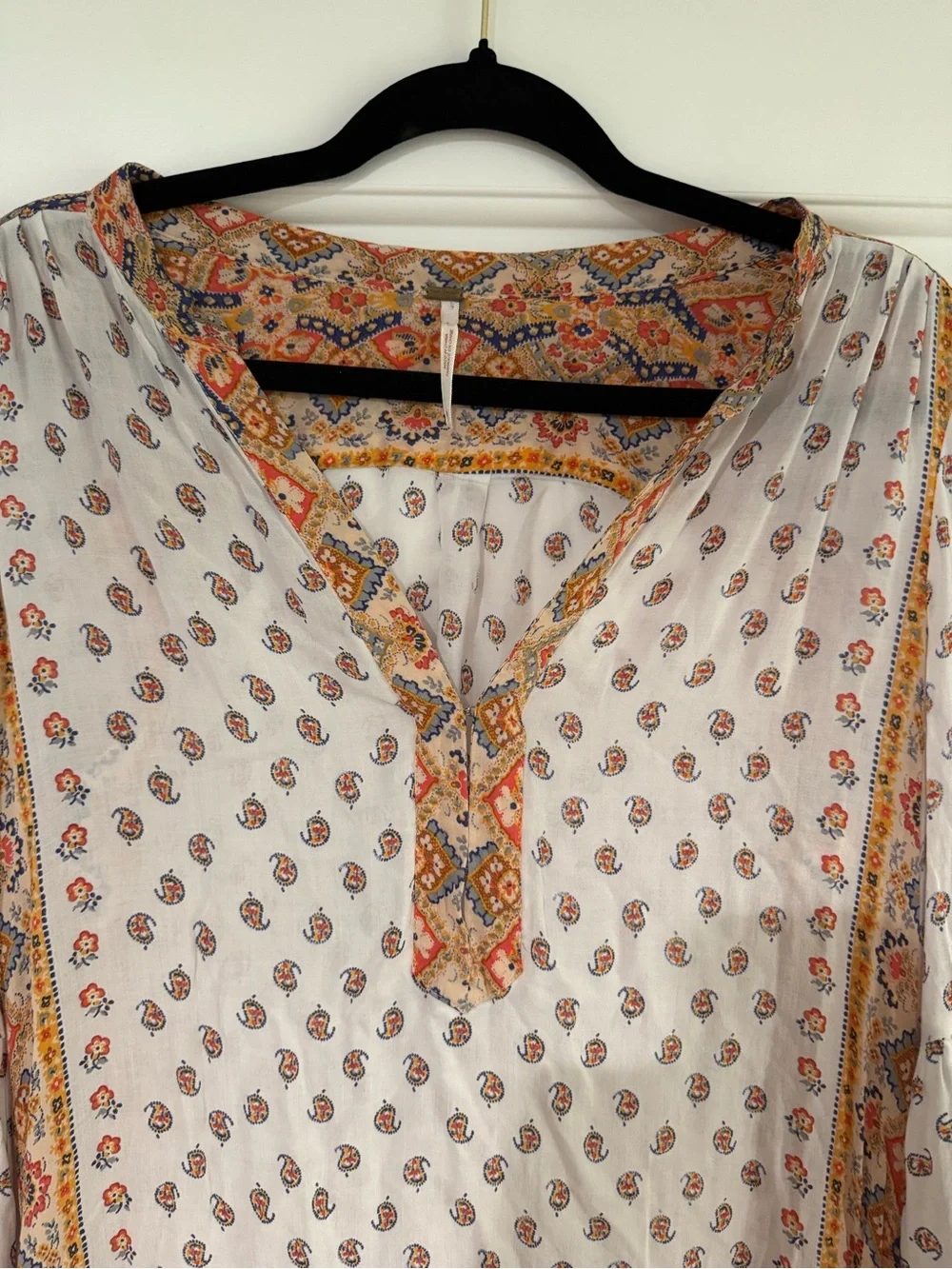 Free People Peacemaker Ivory Paisley Floral Print High-Low Bohemian Dress Size M - Picture 3 of 9